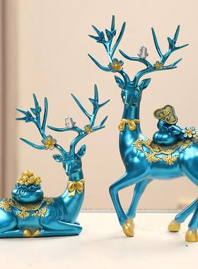 招财梅花福鹿摆件轻奢高档酒柜装饰客厅办公桌面家居乔迁新居礼品