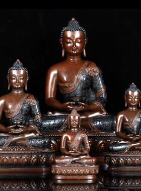 铜艺铺铜三宝佛释迦牟尼药师佛阿弥陀佛尼泊尔三世密宗佛摆件