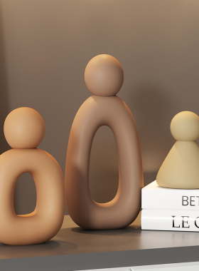 创意高级简约一家三口抽象艺术摆件客厅玄关设计师软装家居装饰品