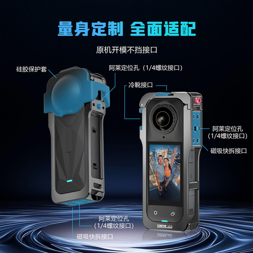 STARTRC斯达飞适用于影石Insta360X5兔笼金属全包隐形拓展保护框360X5全景运动相机镜头保护套骑行配件 - 图3