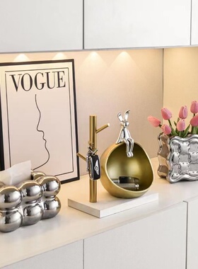 速发轻高玄关收纳摆件客厅进门入奢户档家居软装餐边柜装饰品工艺