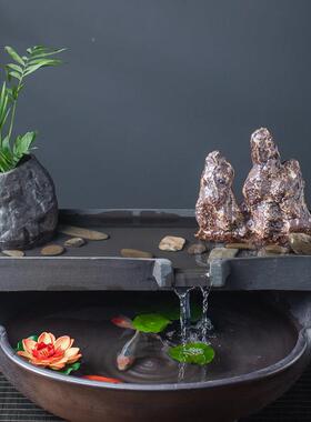 装鱼缸流水摆件过滤器环水池净水镇养鱼造景饰创意循HZC景德陶瓷