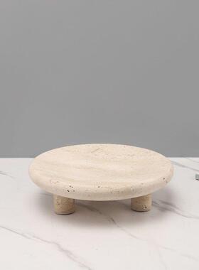 欧式轻奢洞脚1276圆三形果盘托盘石摆件客厅酒店茶几样板房家装居