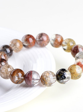 久雅水晶天然仙女散花四季幽灵圆珠手链春夏秋冬幽灵聚宝盆手串