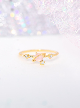 新款时尚创意星球戒指微镶锆石星星优雅轻奢开口戒手饰