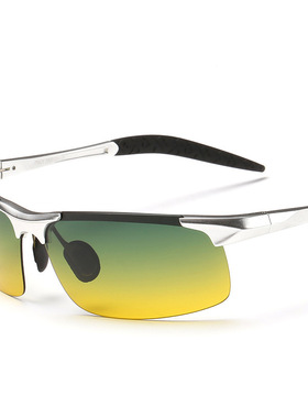 新款铝镁太阳镜男日夜两用司机驾驶偏光镜夜视镜骑行开车墨镜8177