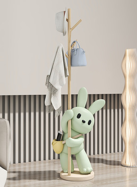 原创设计多功能萌兔衣帽架收纳落地摆件卧室客房书房现代简约