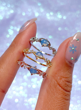 韩版韩式蓝色星球戒指土星环气质艺术感指环时尚手饰女