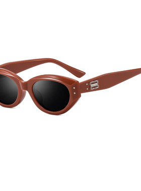 韩版复古高级感眼镜新款小框小脸猫眼墨镜女士时尚辣妹偏光太阳镜