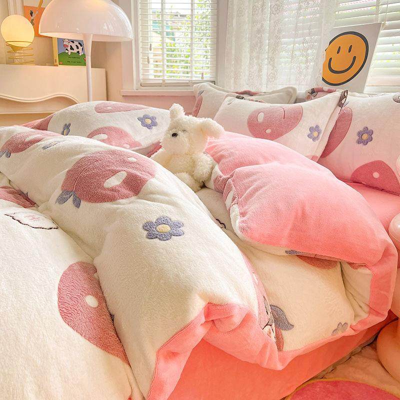 iui56522冬季雪花牛绒被套加双面绒加绒厚件被罩奶绒珊单瑚绒套件,淘宝优惠券,粉丝福利购,淘宝优惠卷