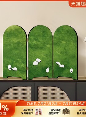 中古风小屏风桌面摆件家居客厅电视柜玄关装饰品茶室边柜复古摆画