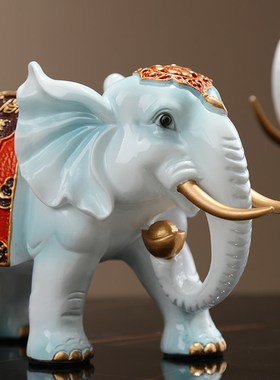 招财大象办公室工艺品桌面乔迁新居客厅玄关电视柜酒柜装饰品
