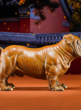 黄铜《斗牛犬》铜工艺礼品摆饰家居饰品客厅装饰品 生肖狗 礼品