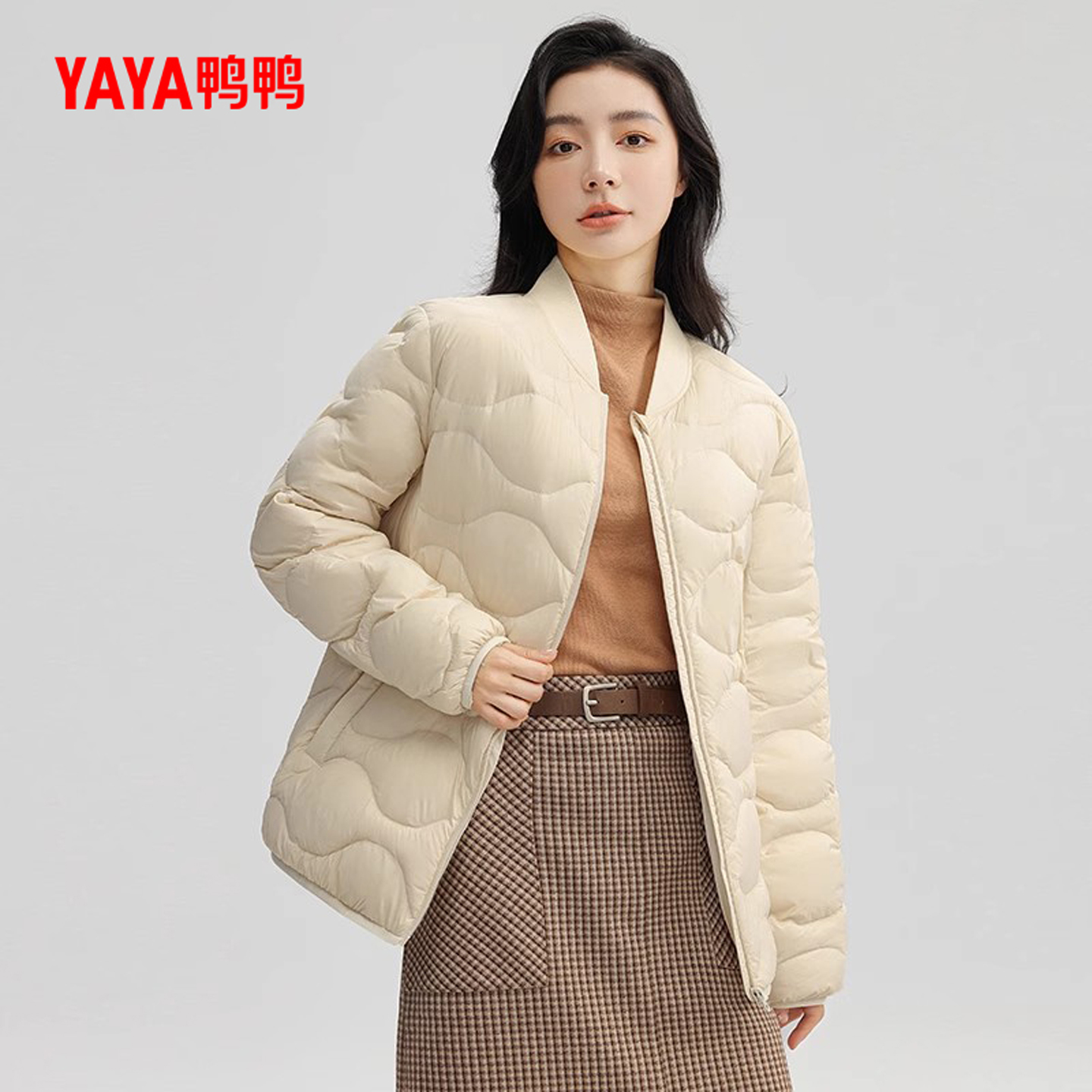 鸭鸭轻薄羽绒服女2024冬季新品短款小个子百搭休闲保暖鸭绒外套J - 图2