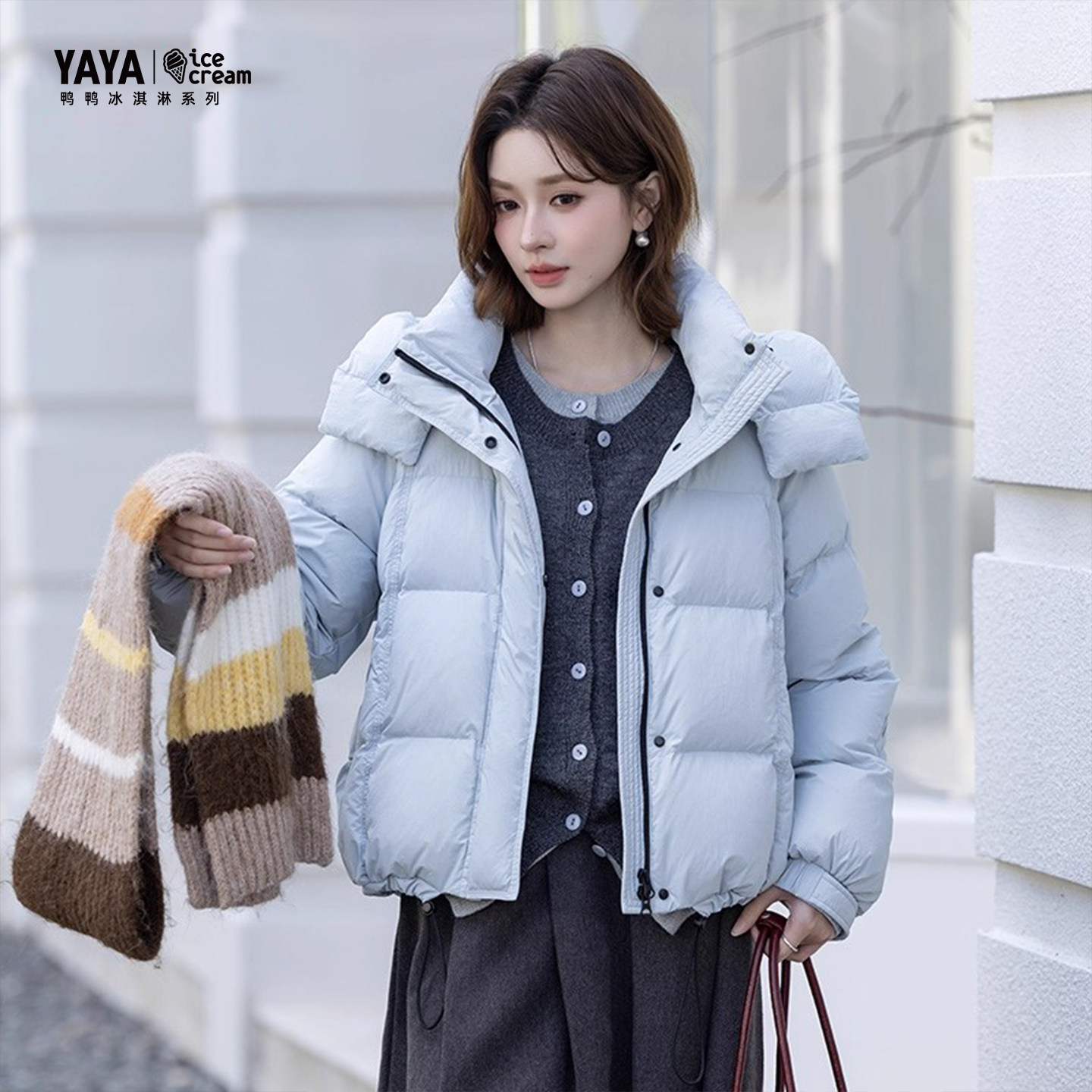 YAYA鸭鸭短款羽绒服女2025新款冬季时尚加厚小个子面包服外套,淘宝优惠券,粉丝福利购,淘宝优惠卷