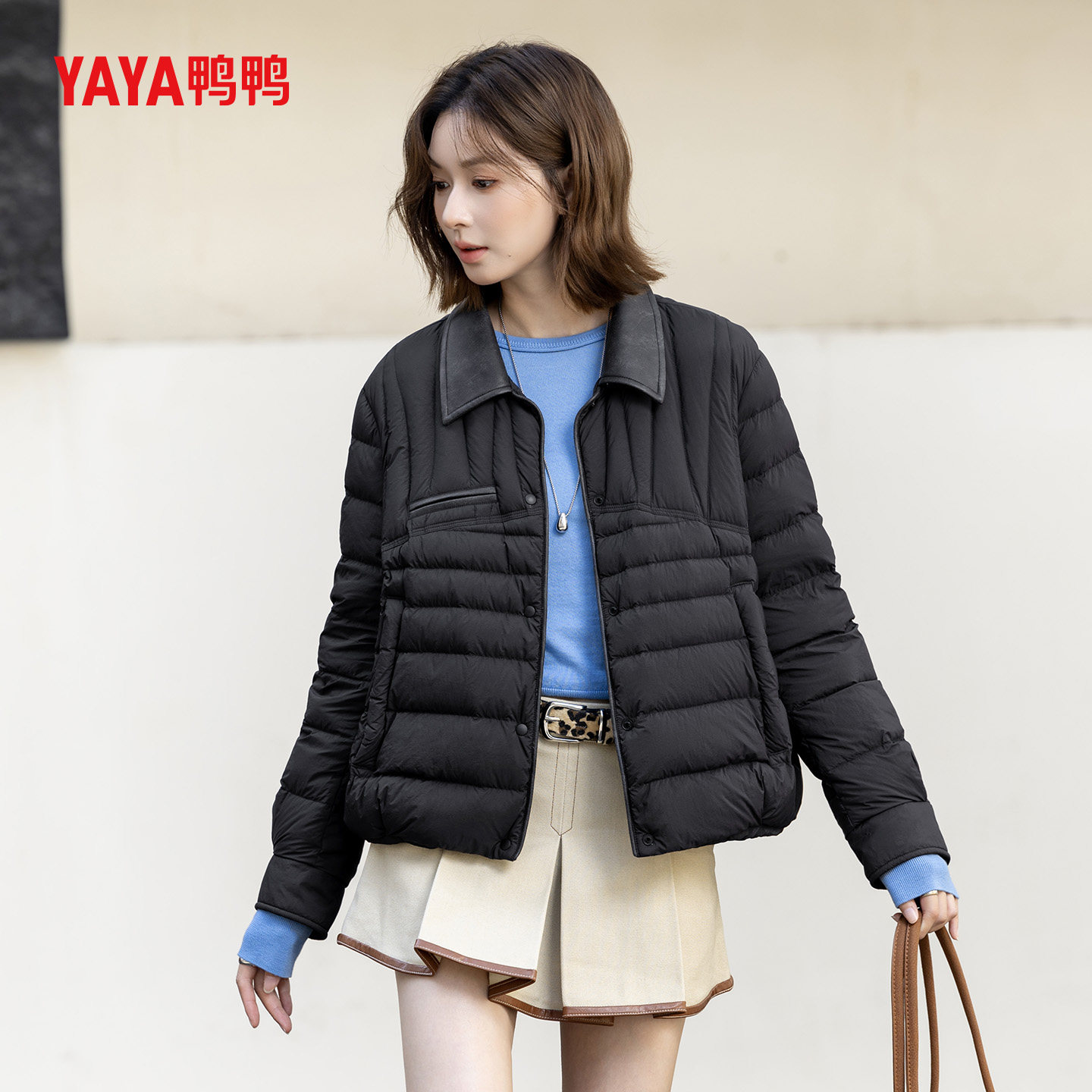 YAYA鸭鸭2025年新款潮流排骨羽绒服秋冬休闲短款女士百搭保暖外套,淘宝优惠券,粉丝福利购,淘宝优惠卷