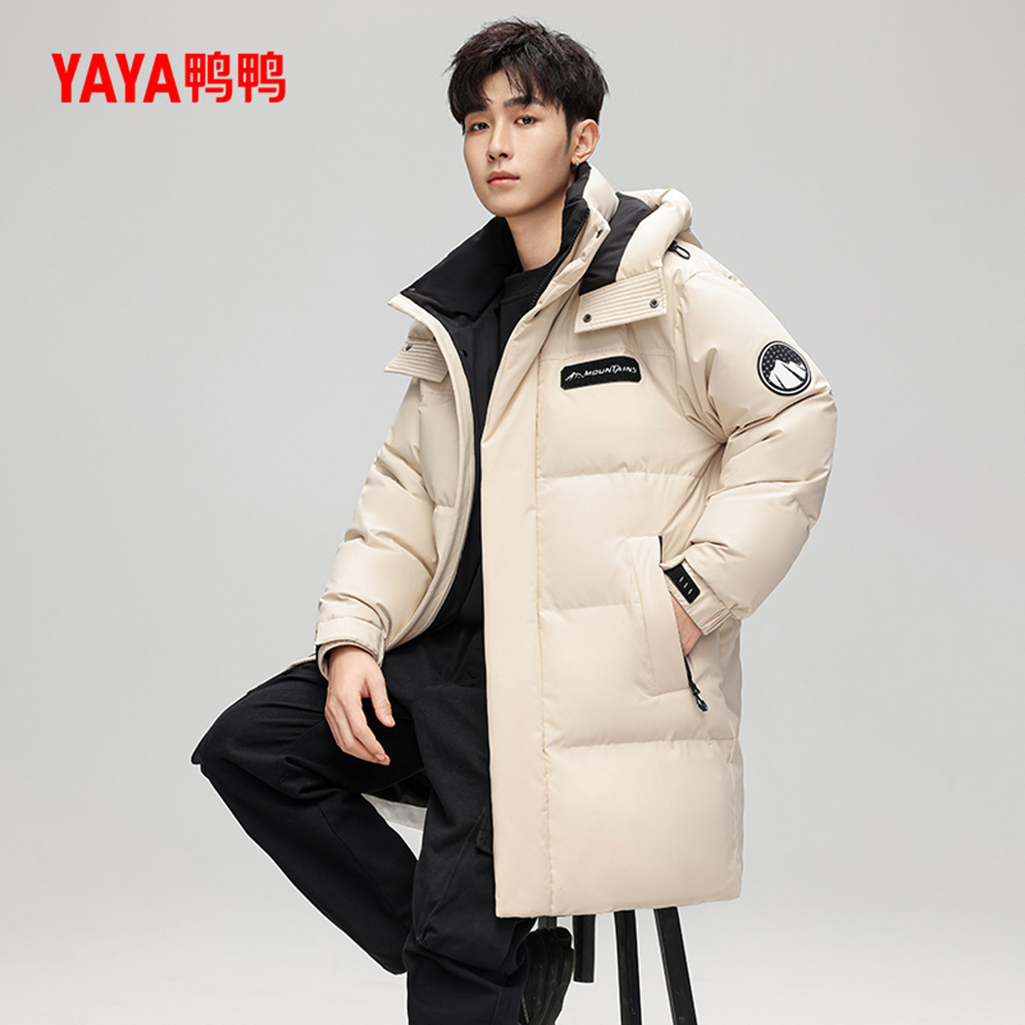 鸭鸭羽绒服男士2024年冬季新款中长款连帽时尚百搭加厚鸭绒外套A,淘宝优惠券,粉丝福利购,淘宝优惠卷