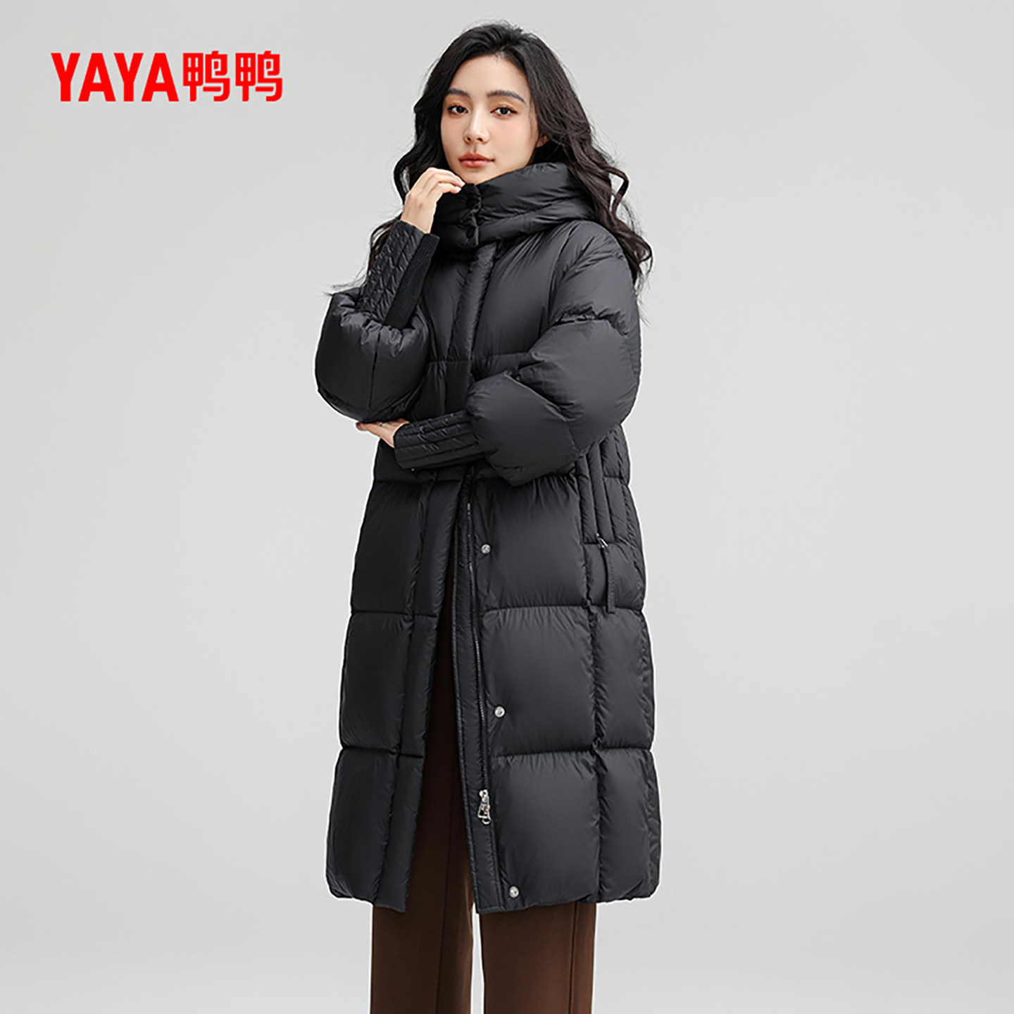 鸭鸭羽绒服女士2024秋冬新品过膝中长款加厚鸭绒可拆帽保暖外套J,淘宝优惠券,粉丝福利购,淘宝优惠卷