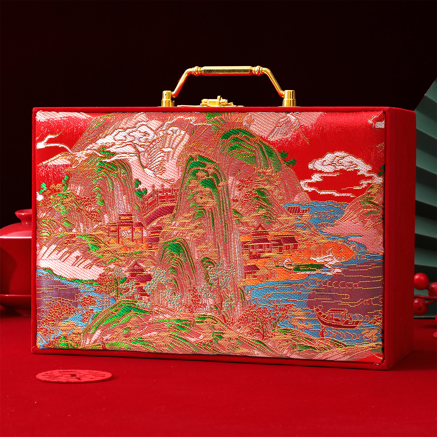 结婚彩礼钱盒子提亲嫁妆订婚陪嫁礼金箱10万20万现金三金聘金聘礼 - 图3