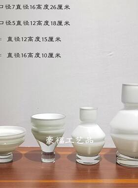 现代简约不规则原白色玻璃花瓶家居样板房客厅桌面插鲜花装饰摆件