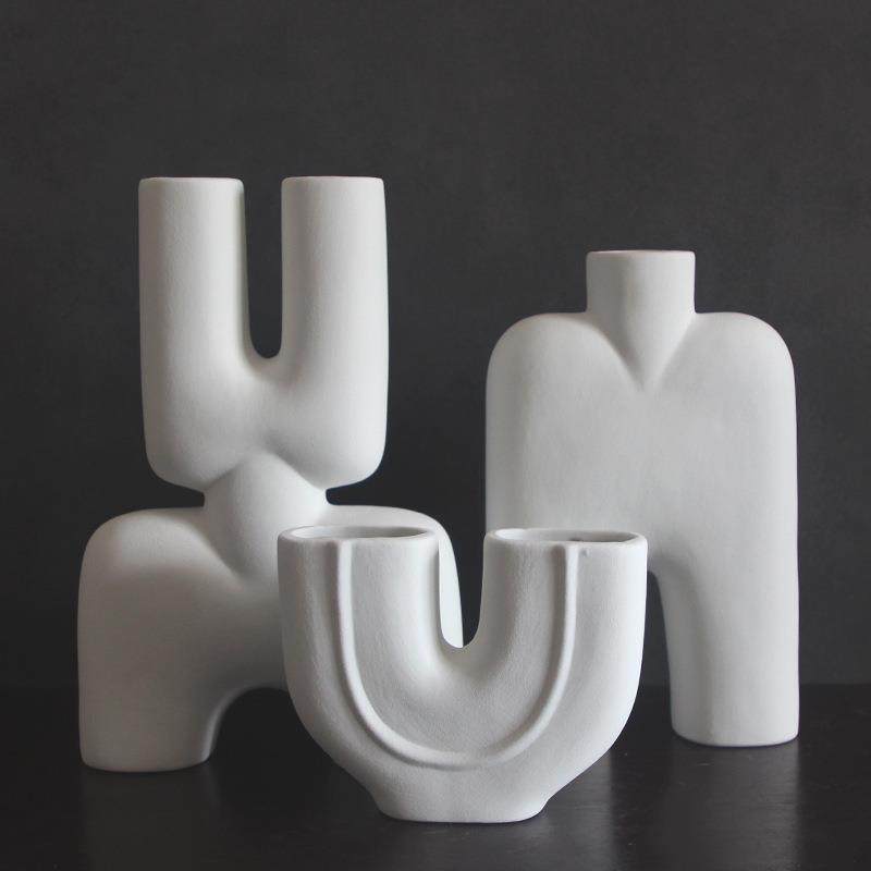 现代简约白色陶瓷花瓶摆件家居客厅插花花器酒店样板房间软装饰品,淘宝优惠券,粉丝福利购,淘宝优惠卷