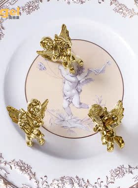 黄铜拉手法式小天使柜门拉手现代衣柜橱柜柜子天使把手法式丘比特