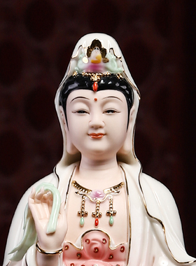 速发立莲观海菩观佛像南音萨世音菩萨站像供奉家用客厅陶瓷