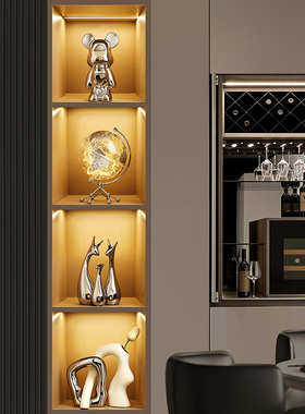 速发轻奢酒居装饰品摆件客厅电视柜玻璃柜门入玄柜关高档家柜饰品
