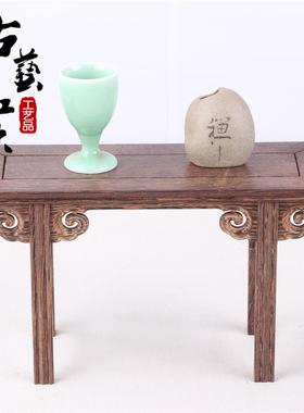 红木微型家具翘头抽屉琴桌条案鸡翅木长方形雕花底座小神台供桌
