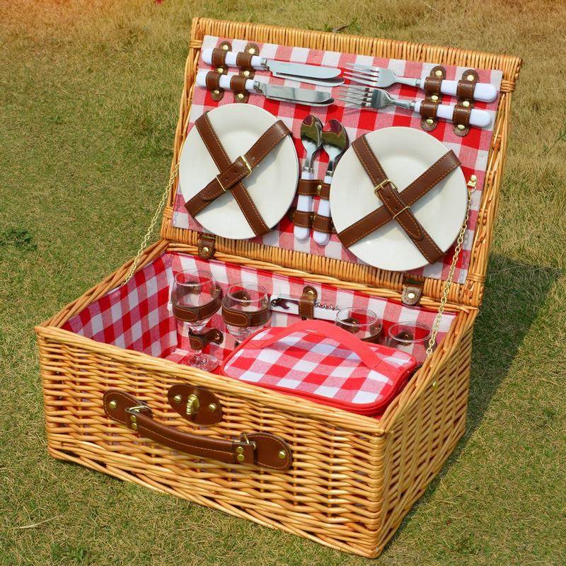 工厂现货柳编手提篮带盖礼品篮户外藤编带餐具收纳篮复古风野餐篮,淘宝优惠券,粉丝福利购,淘宝优惠卷