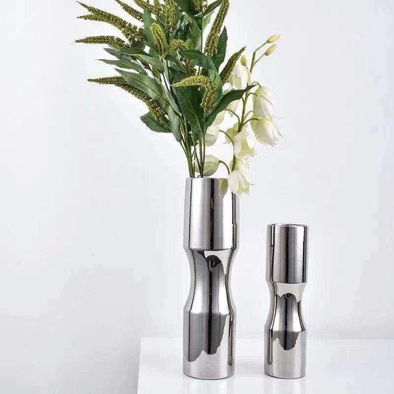 现代简约家居饰品北欧电镀银色陶瓷餐桌花瓶软装饰艺术摆件白瓷,淘宝优惠券,粉丝福利购,淘宝优惠卷