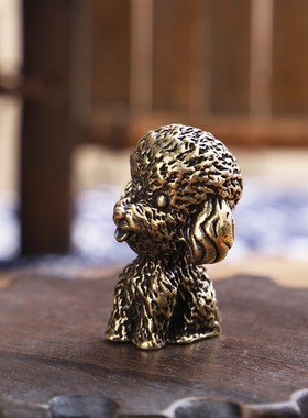 现货速发复古实心铜泰迪狗茶宠茶玩铜虫日式手作镇纸文镇摆件厂价