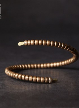 现货速发非鱼之家复古黄铜可调节手镯男 设计个性金属手环情侣手