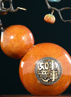 现货速发福禄招财铜葫芦摆件中式客厅入户玄关酒柜装饰品搬新家乔