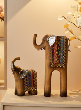 现货速发高级感民族特色工艺品客厅电视柜餐边柜大象装饰摆件招财