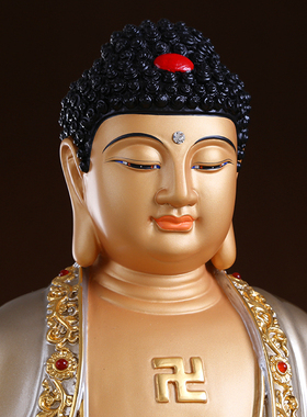 现货速发彩绘西方三圣纯铜大号观音站立像居家供奉阿弥陀佛如来佛