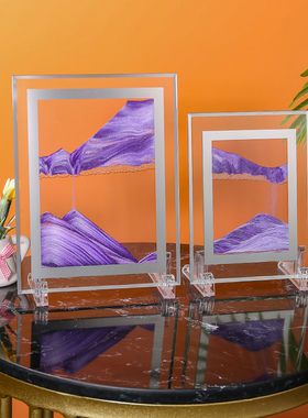 现货速发办公室桌面创意流沙画摆件解压装饰工艺品山水晶沙漏小礼