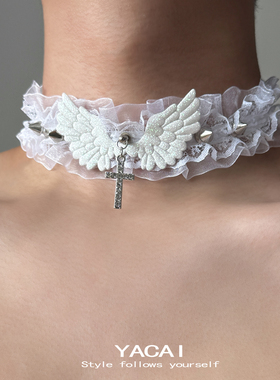 蕾丝项圈配饰项链天使白色