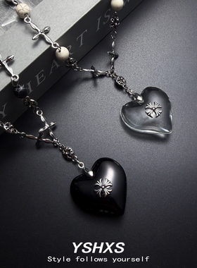 设计师款爱心吊坠银色锁骨链