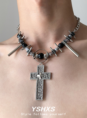 金属朋克重工设计感项链