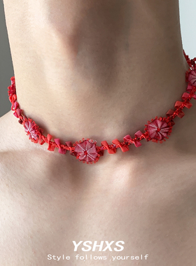 复古民族风手工编织花项链