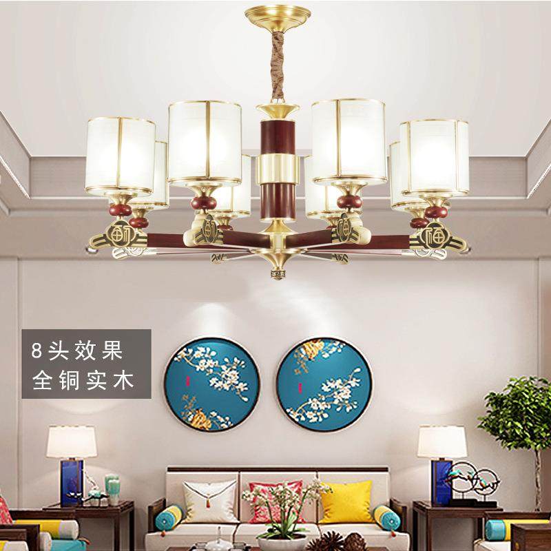 新中式吊灯客厅灯实木仿古餐厅灯全铜酒店别墅中国风禅意吊灯6026,淘宝优惠券,粉丝福利购,淘宝优惠卷