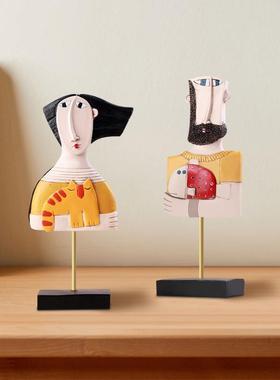 创意INS欧式风客厅酒柜装饰摆设抽象人脸艺术摆件树脂工艺品