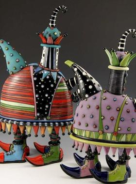 色彩斑斓茶壶摆件家居创意艺术摆件树脂工艺品茶壶设计装修