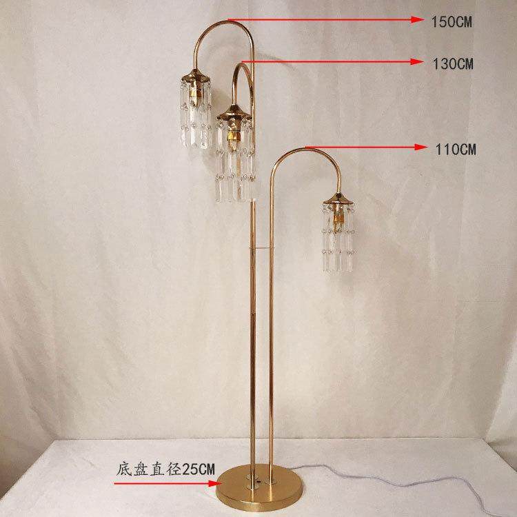 新款婚庆道具路引灯三头冰条水晶铁艺路引架婚礼舞台金色路引装饰,淘宝优惠券,粉丝福利购,淘宝优惠卷