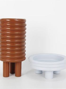 北欧创意树脂条纹花器摆件样板房电视柜卧室书房客厅桌面软装饰品