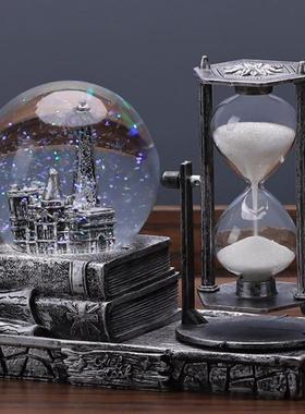 电视装饰品个性复古电视柜计时器酒柜漏计水晶装饰水晶球沙漏摆件