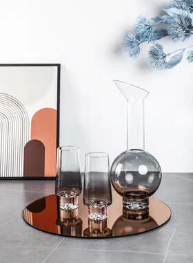 北欧现代简约水晶托盘装饰摆件客厅书房办公室酒柜卧室摆设艺术