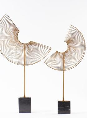 欧式金属几何玄关摆件现代样板间客厅铁艺软装办公室端景台饰品