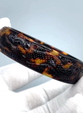 正品玳瑁色龙凤手镯夏季女款豹纹清新首饰满血龟壳饰品工艺品个性